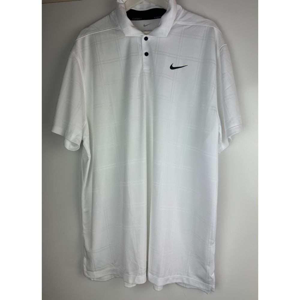 NWT Nike Men’s Dri-Fit Vapor Plaid Golf Polo White & Black DA2969-100 XXL 2XL - Picture 2 of 11